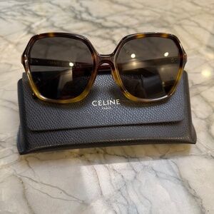 Celine 58mm Geometric Tortoise Women Sunglasses
